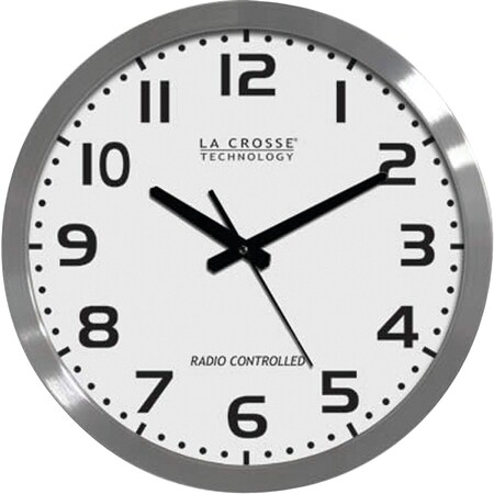 La Crosse Technology Brushed-Metal 16" Atomic Wall Clock WT-3161WH